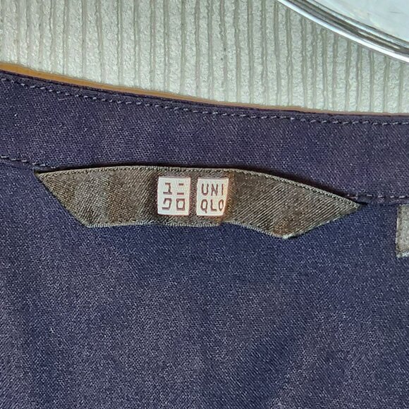 Uniqlo Blouse L Navy Blue 3/4 Sleeve Pullover Tunic Top Minimalist Preowned - Picture 4 of 7